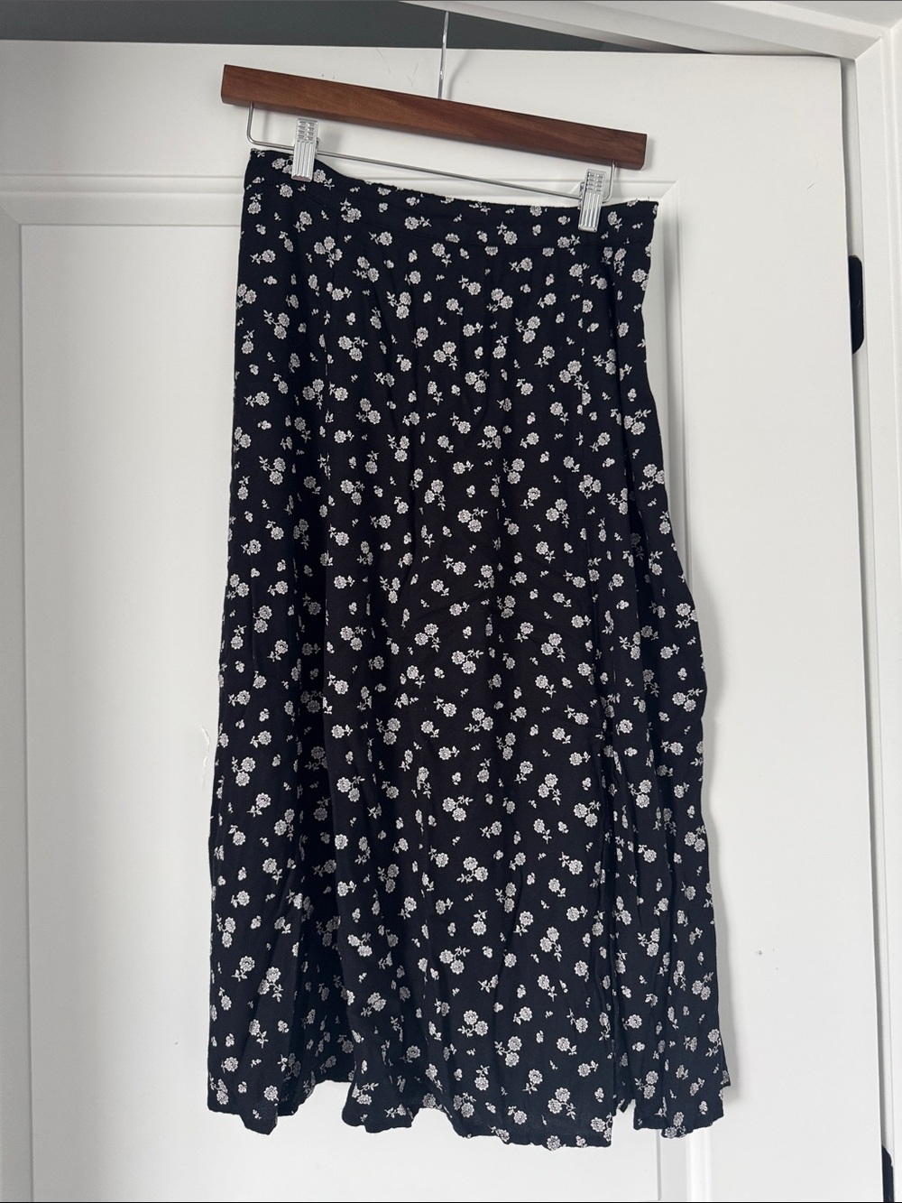 Black Floral Midi Skirt - Women